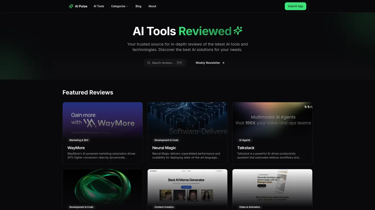AI Pulse homepage screenshot