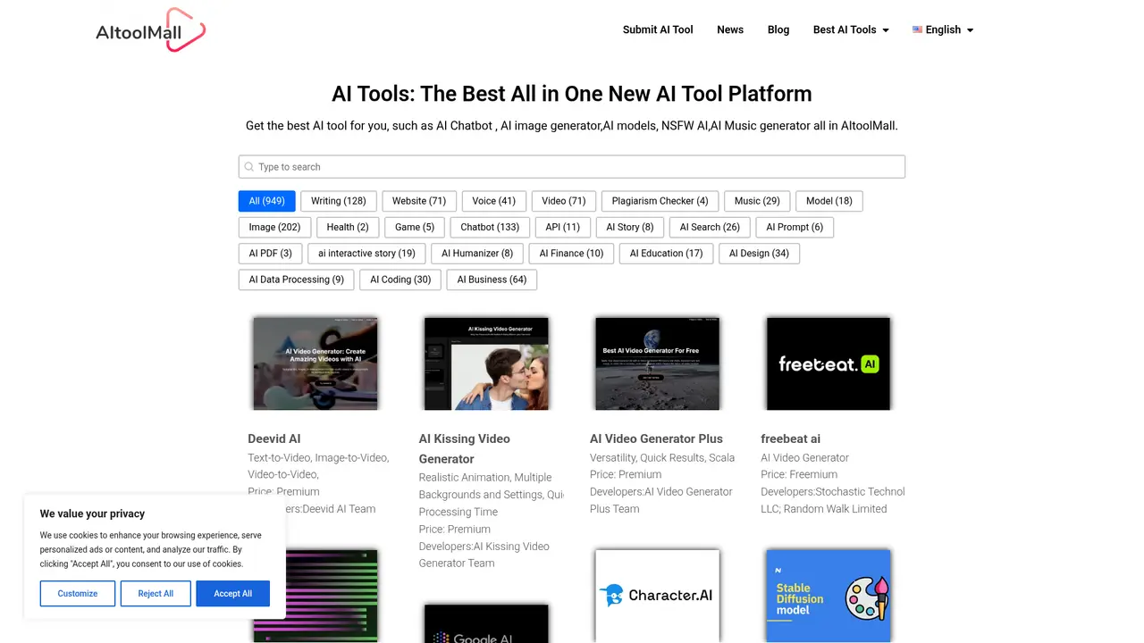 AI Tool Mall homepage screenshot