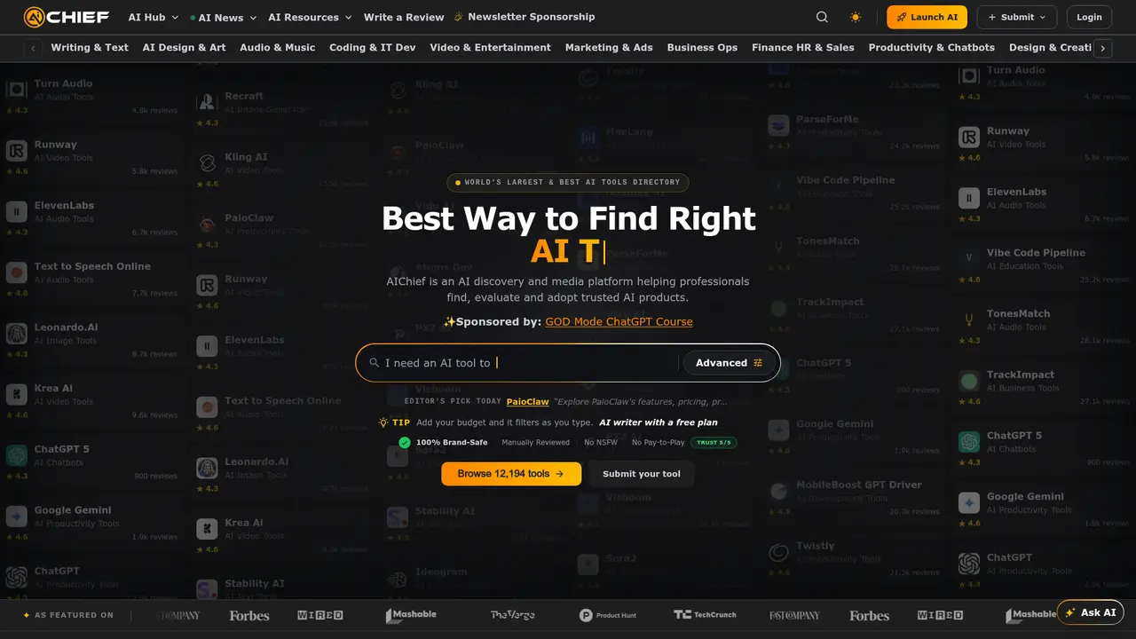 AIChief homepage screenshot