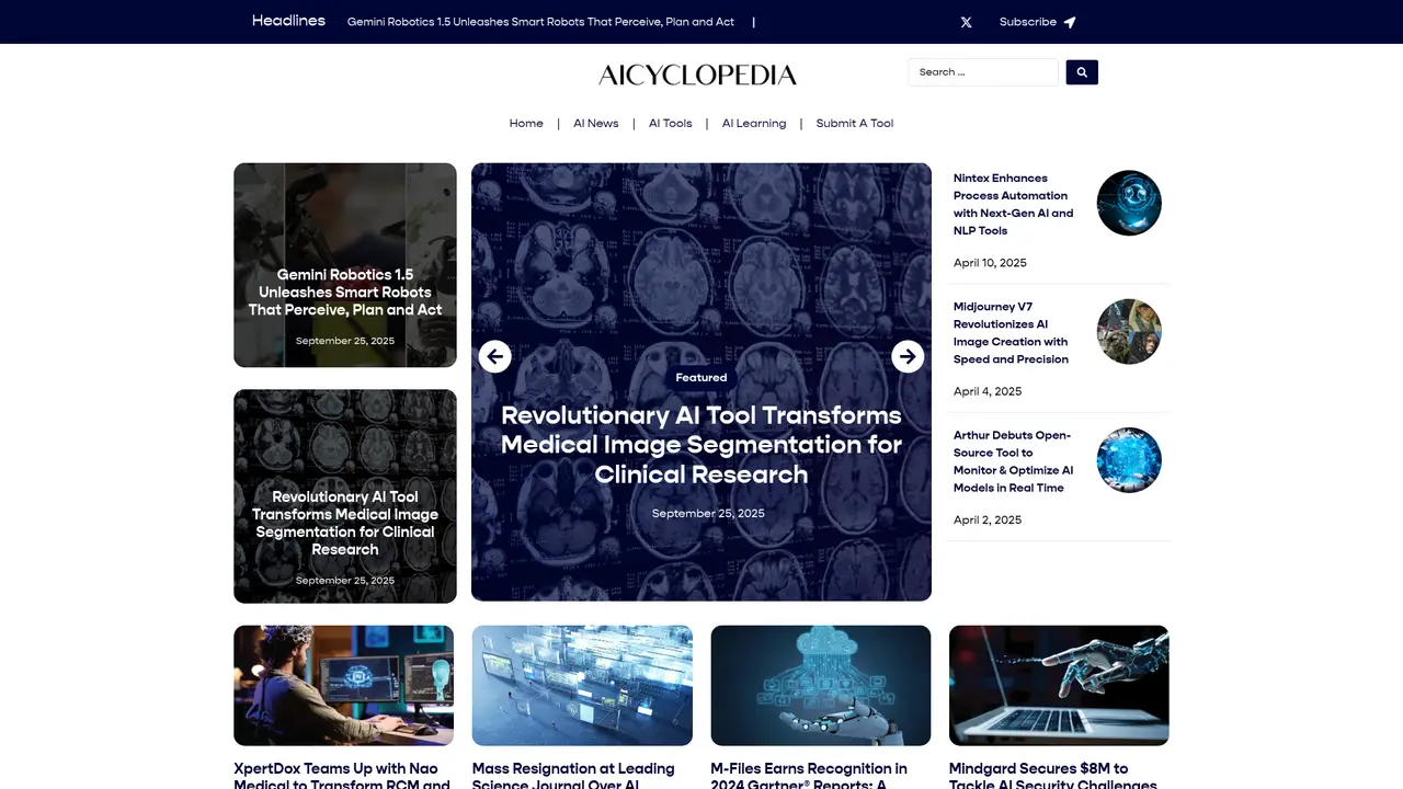 AICYCLOPEDIA homepage screenshot