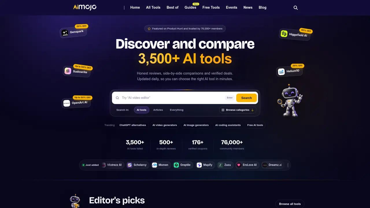 AiMOJO homepage screenshot
