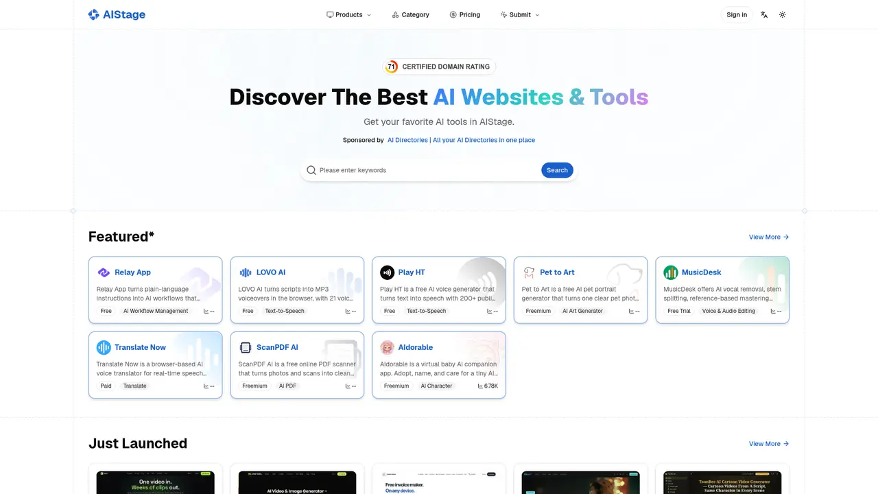 AIStage homepage screenshot