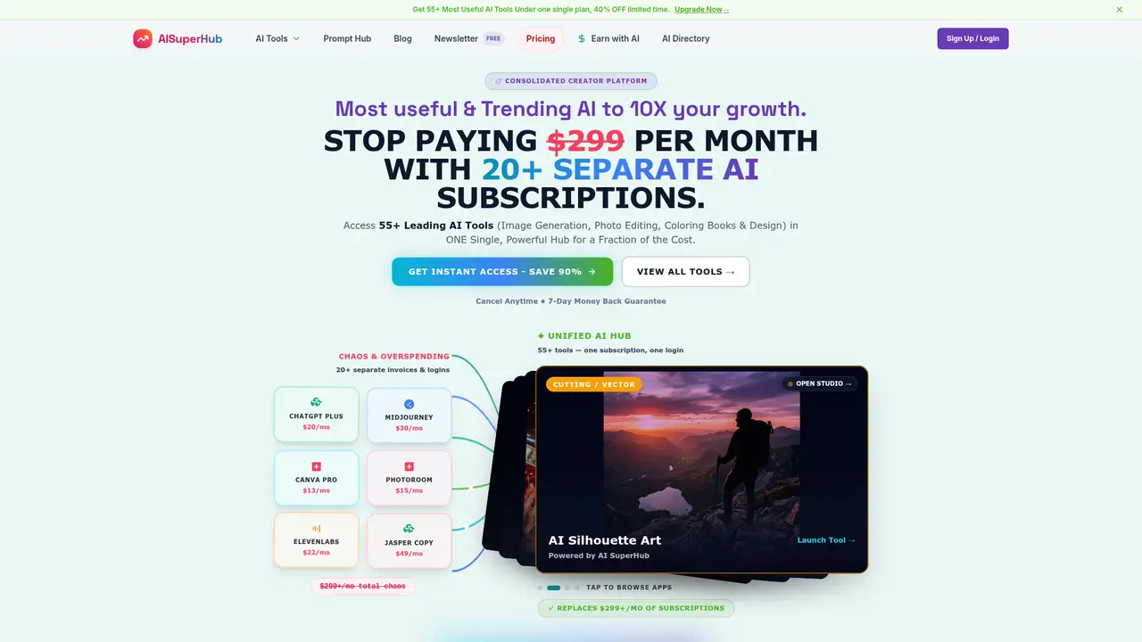 AISuperHub homepage screenshot
