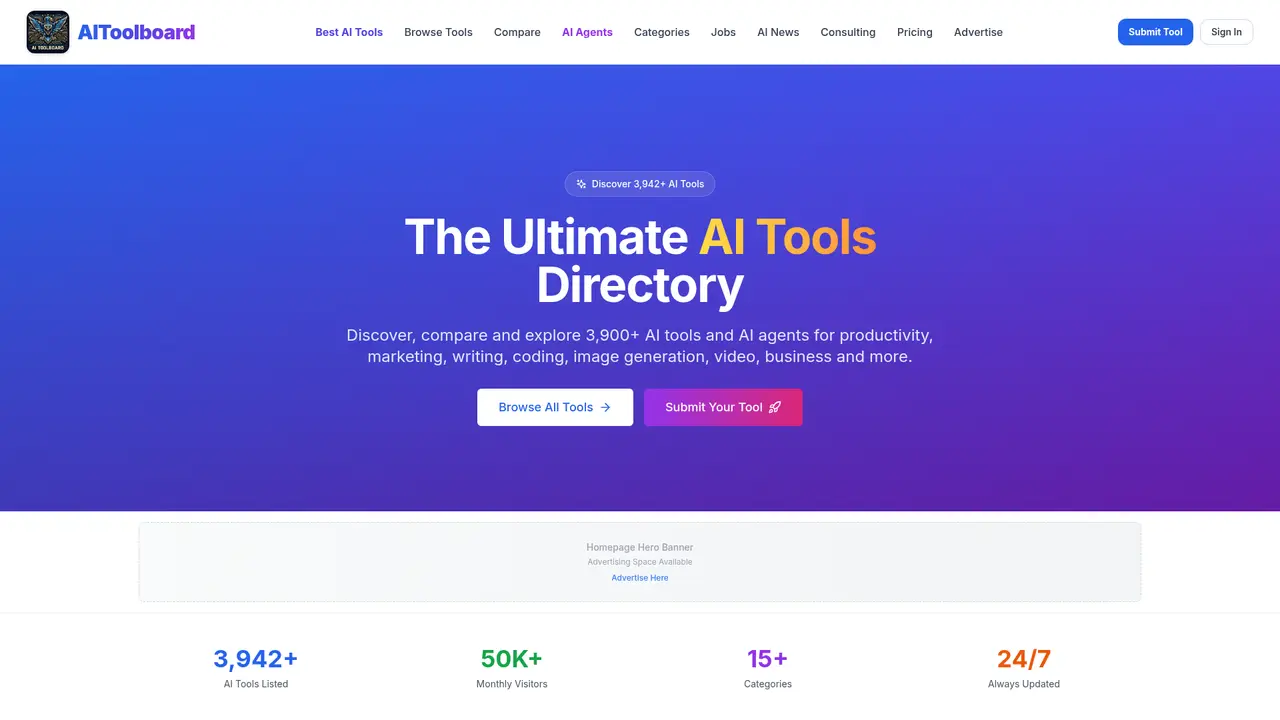 AIToolboard homepage screenshot