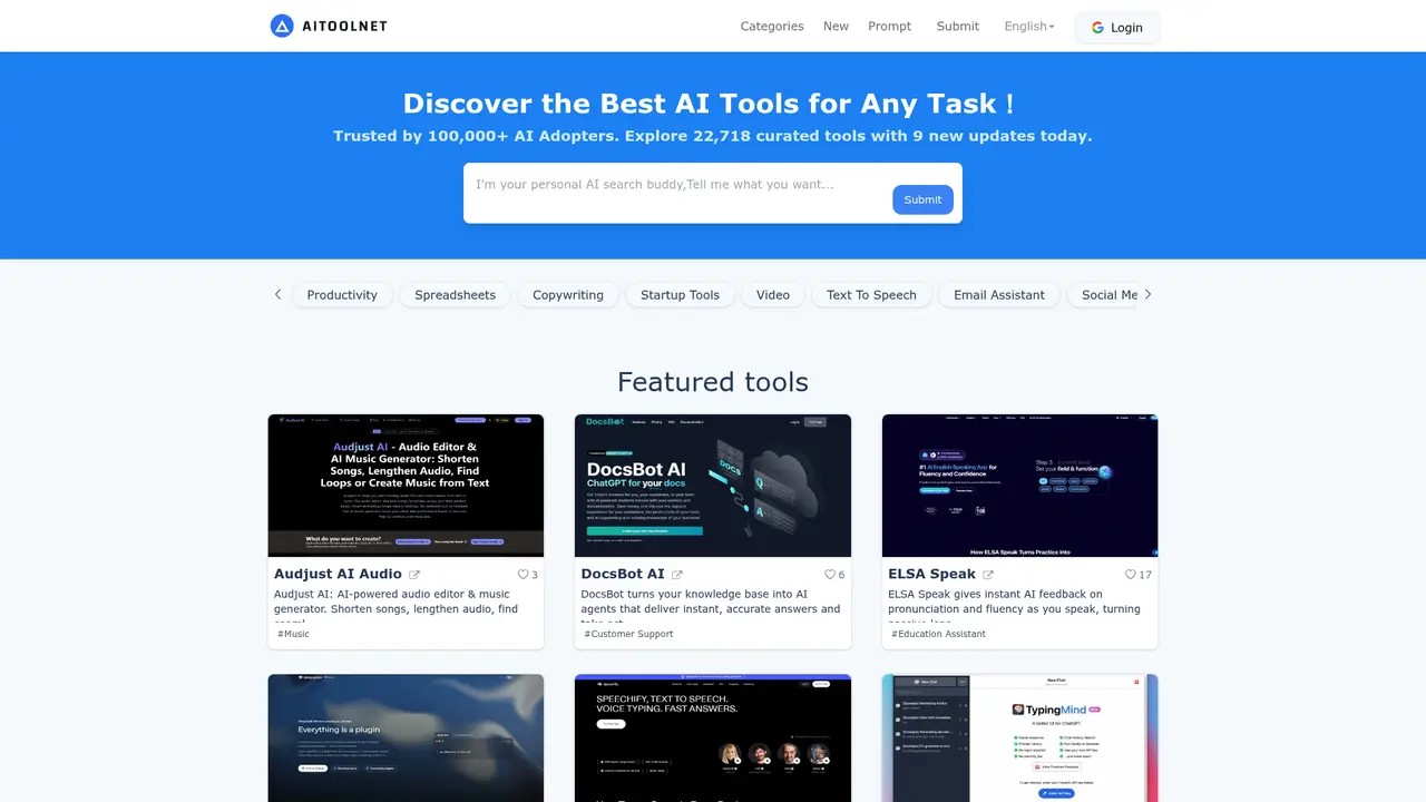 Aitoolnet homepage screenshot