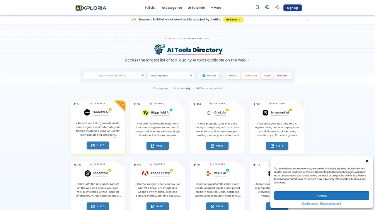 AIxploria homepage screenshot