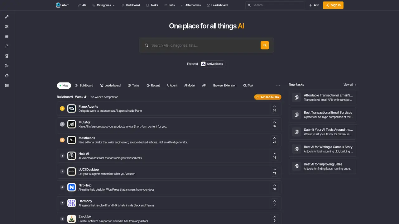 Altern homepage screenshot