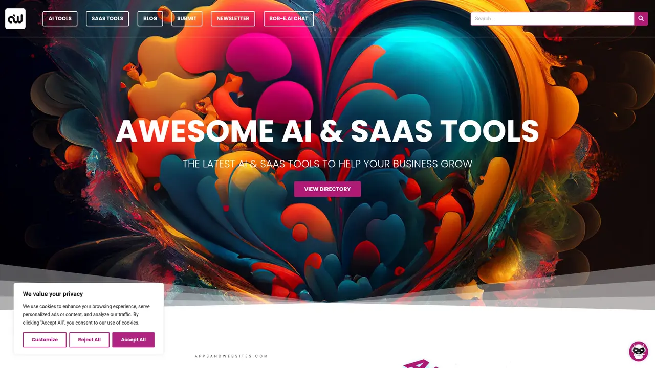 Apps and Websites homepage screenshot