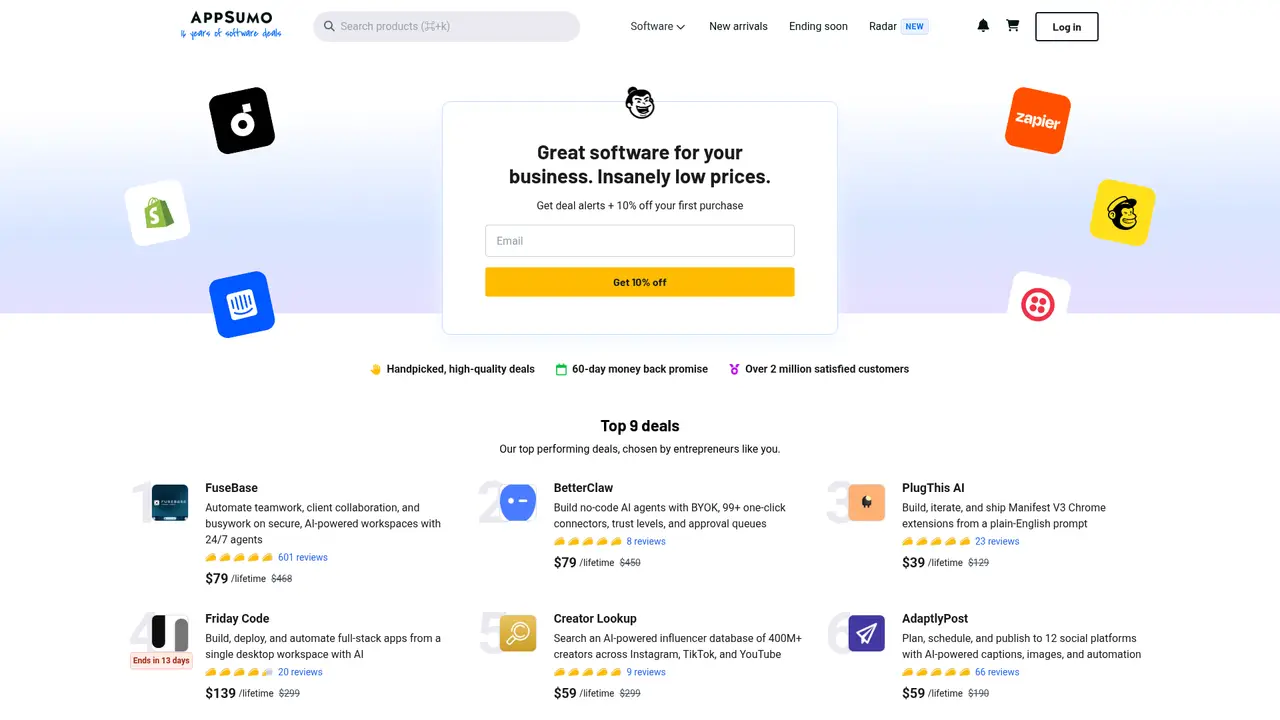 AppSumo homepage screenshot