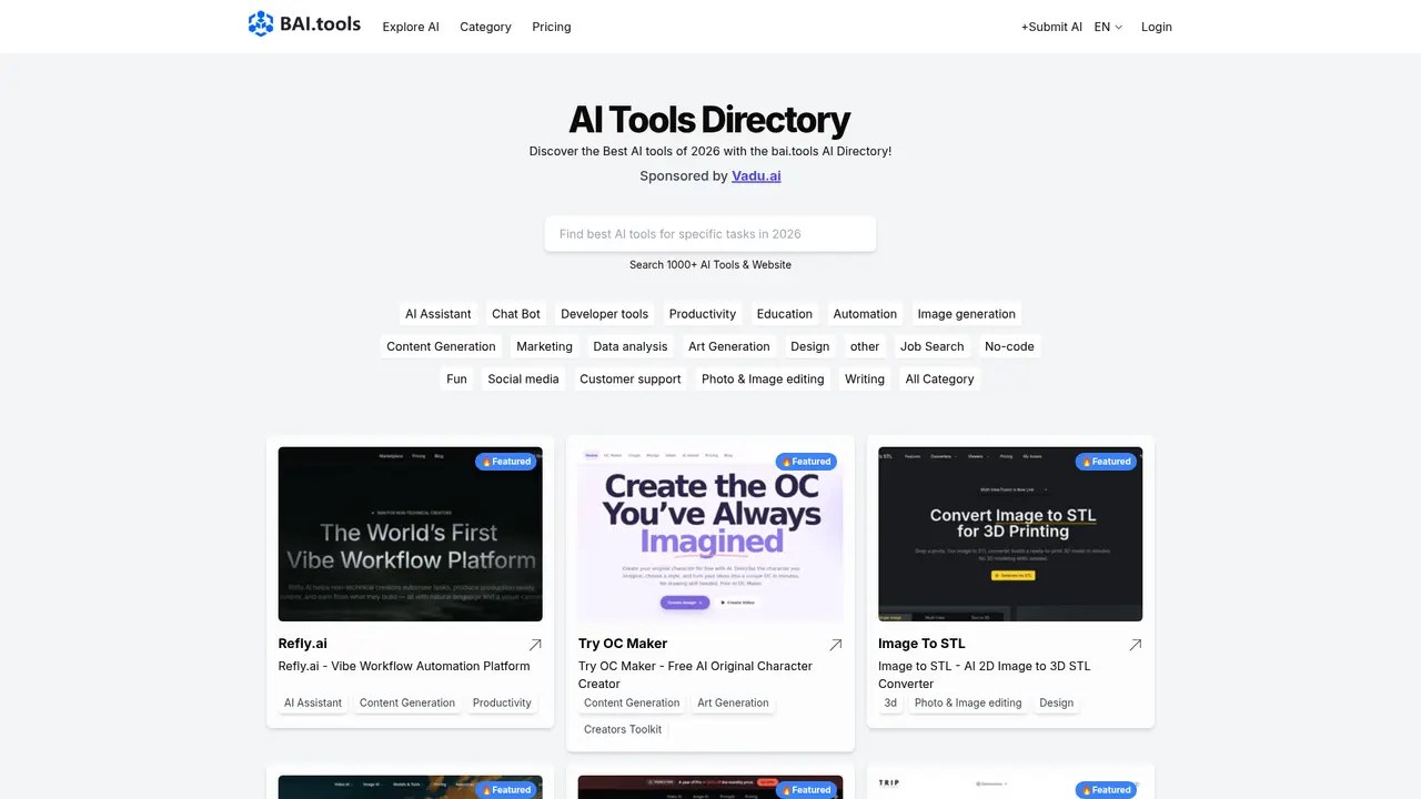 BAI homepage screenshot