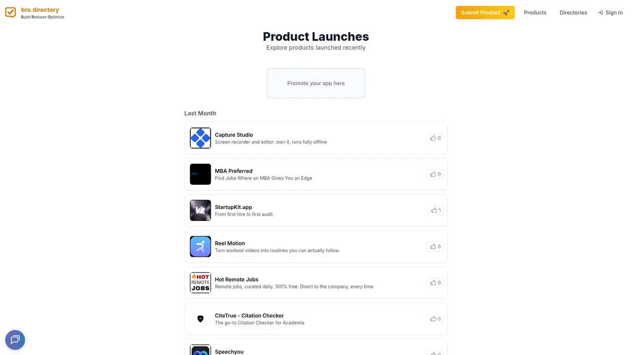 BRO Directory homepage screenshot