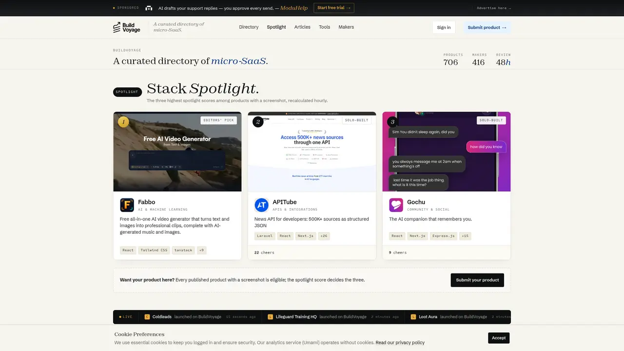 BuildVoyage homepage screenshot