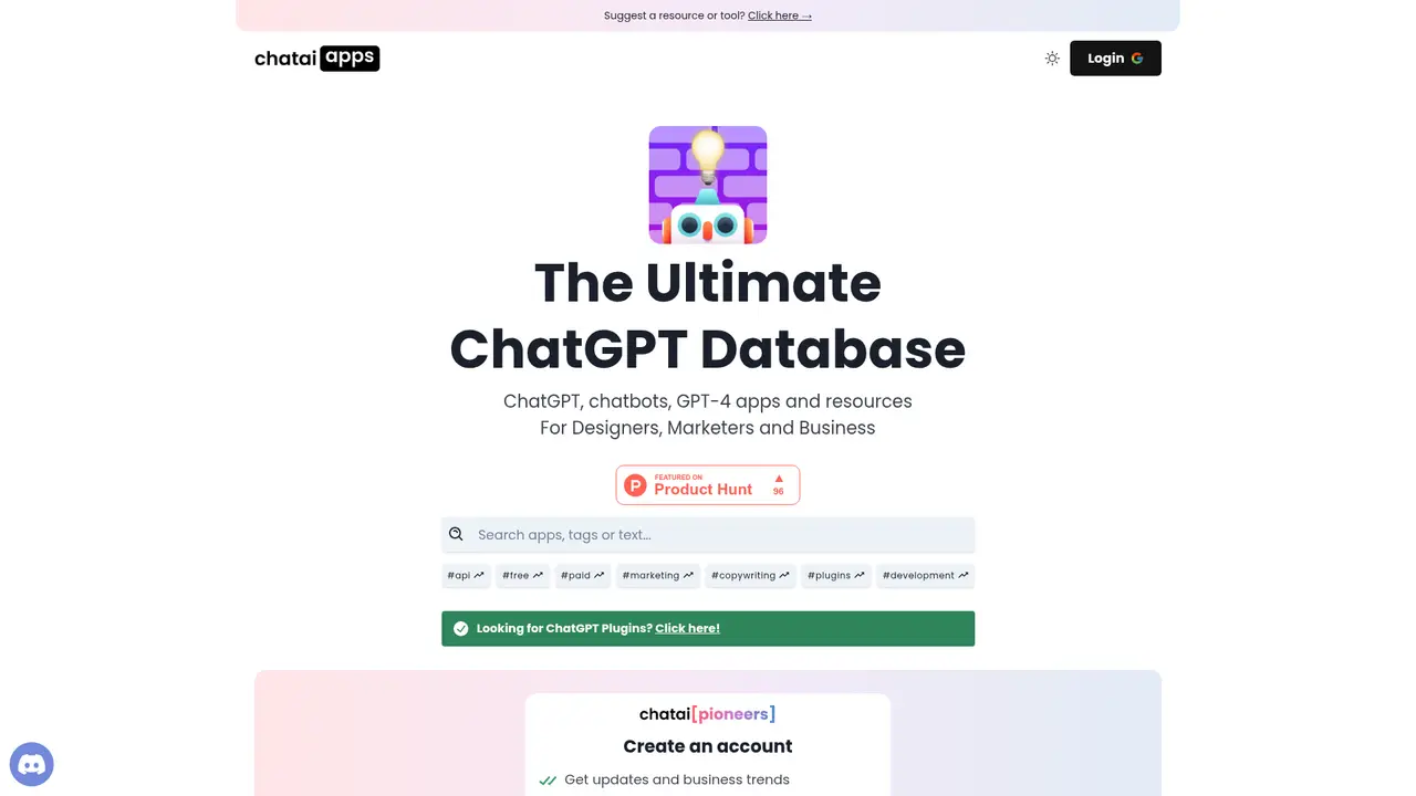 Chat AI Apps homepage screenshot