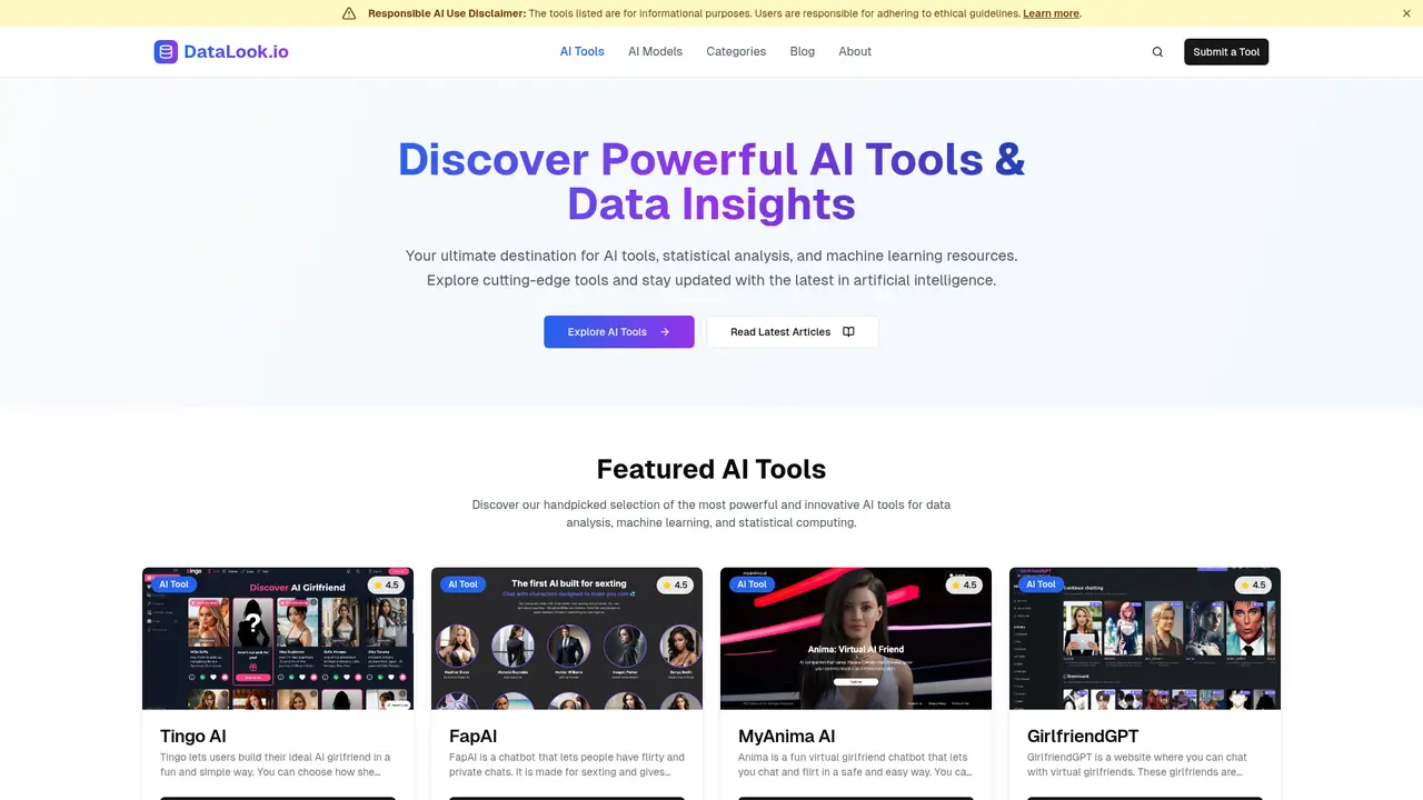 Datalook.io homepage screenshot