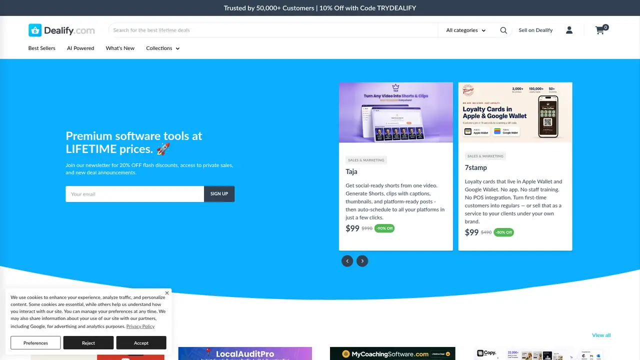 Dealify homepage screenshot