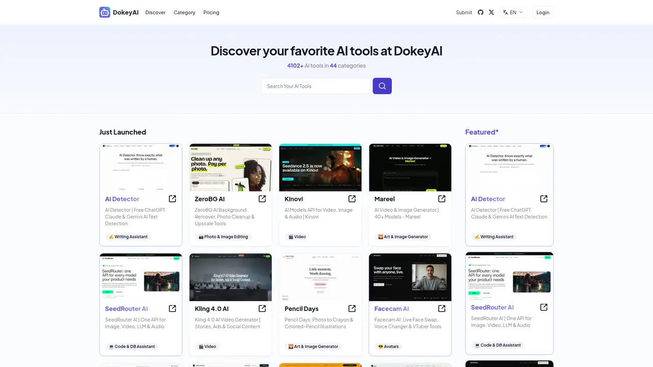 DokeyAI homepage screenshot