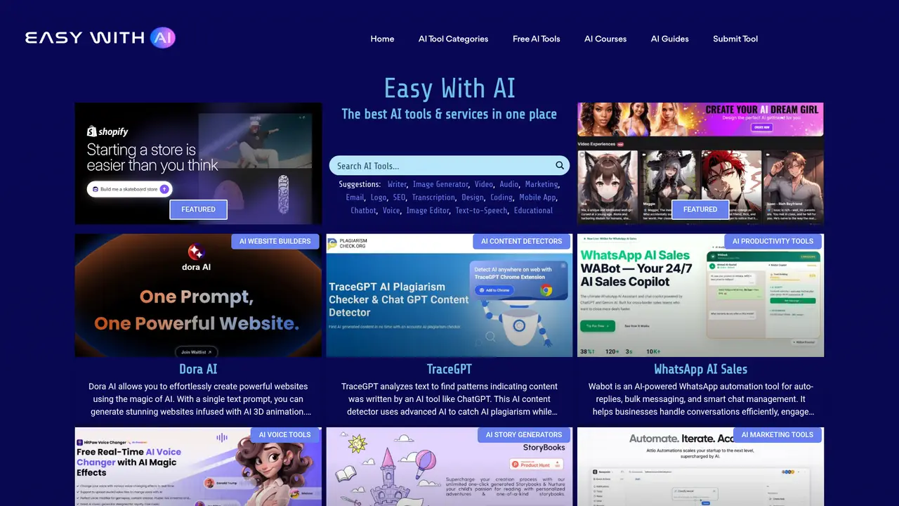 Easy With AI homepage screenshot