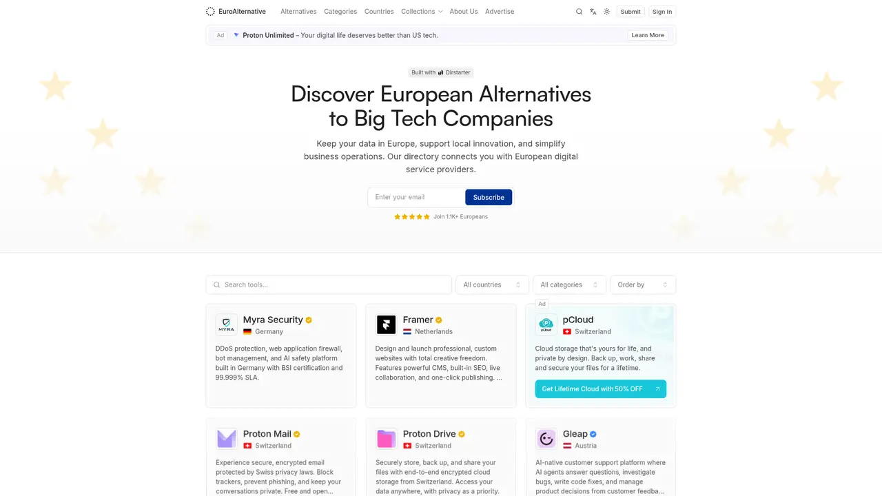 EuroAlternative homepage screenshot