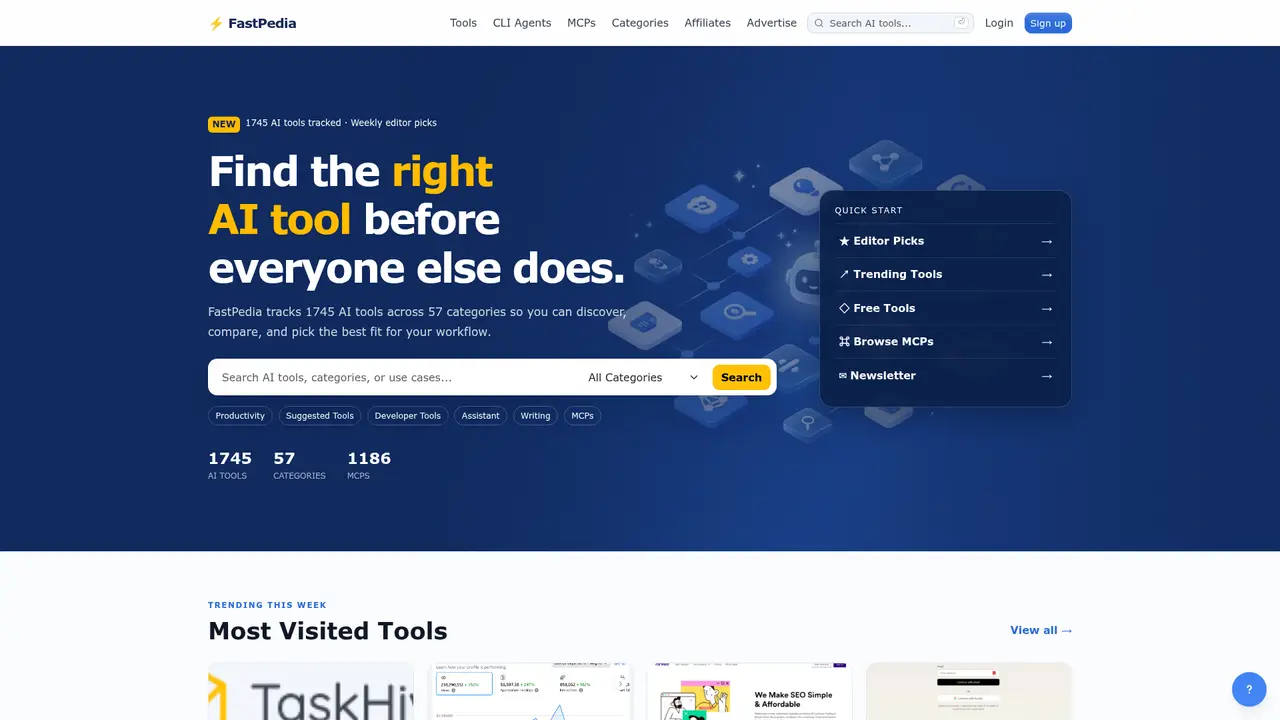 FastPedia homepage screenshot