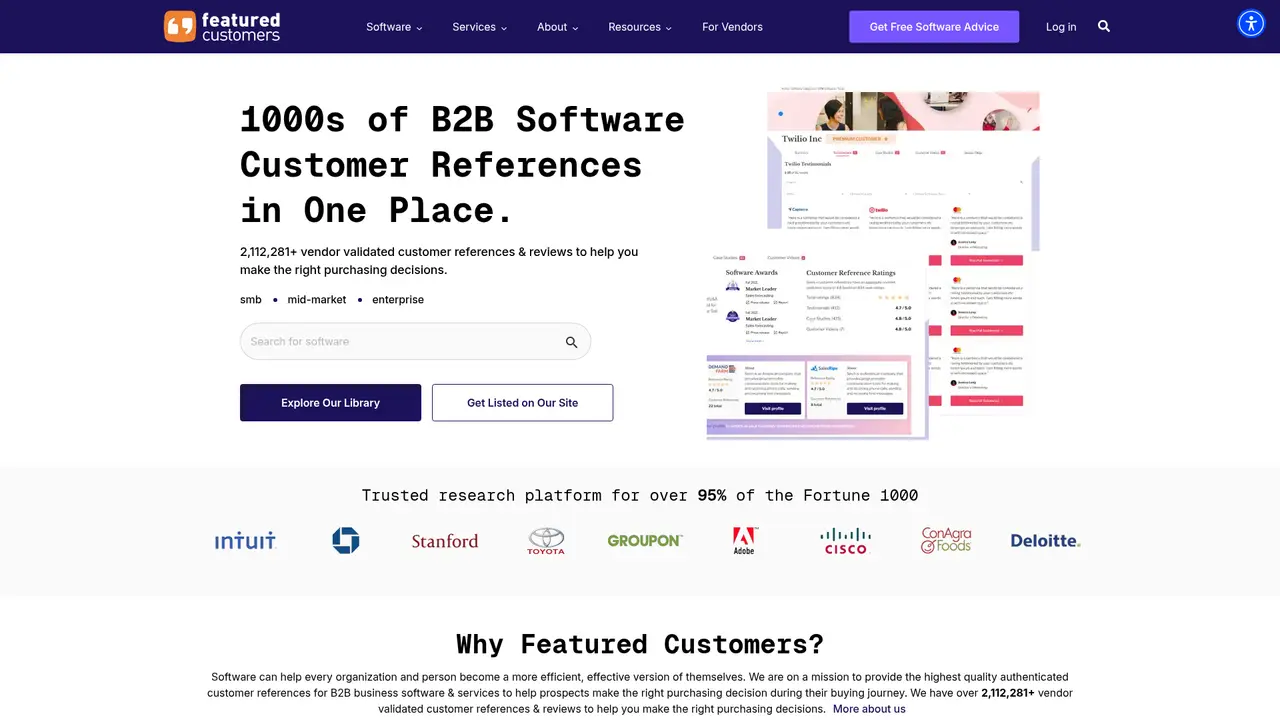 FeaturedCustomers homepage screenshot