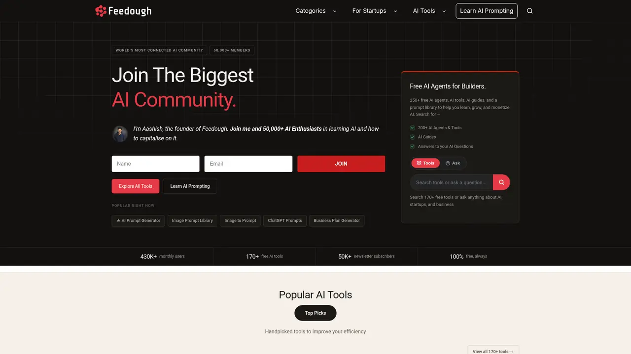 Feedough homepage screenshot