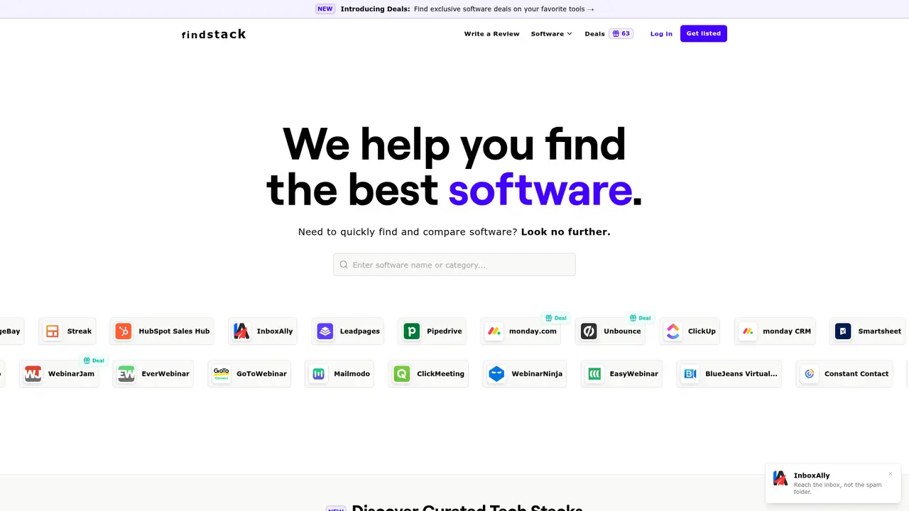 Findstack homepage screenshot
