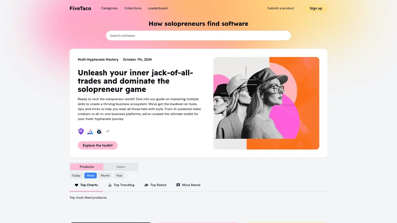 FiveTaco homepage screenshot