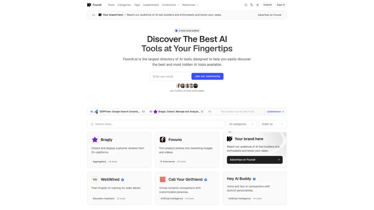 Foundr homepage screenshot