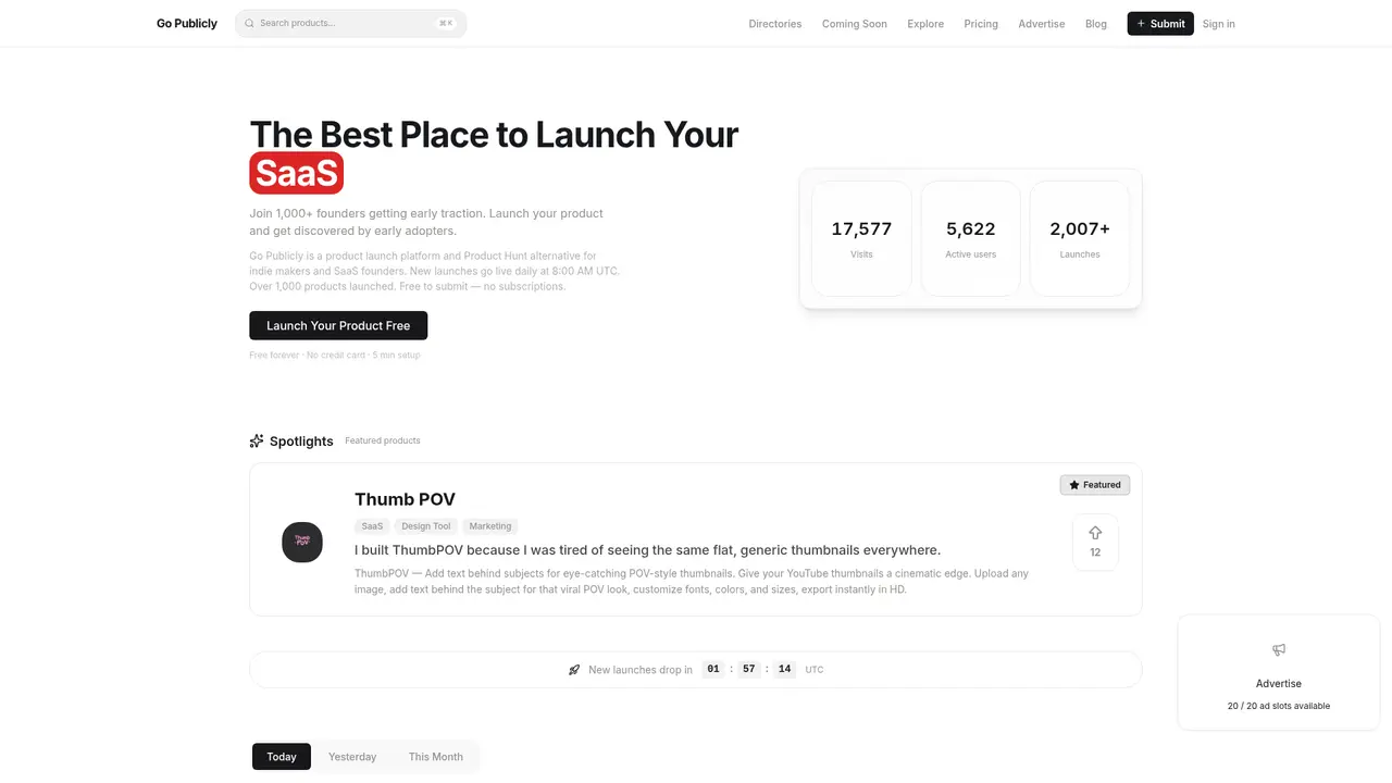 Go Publicly homepage screenshot