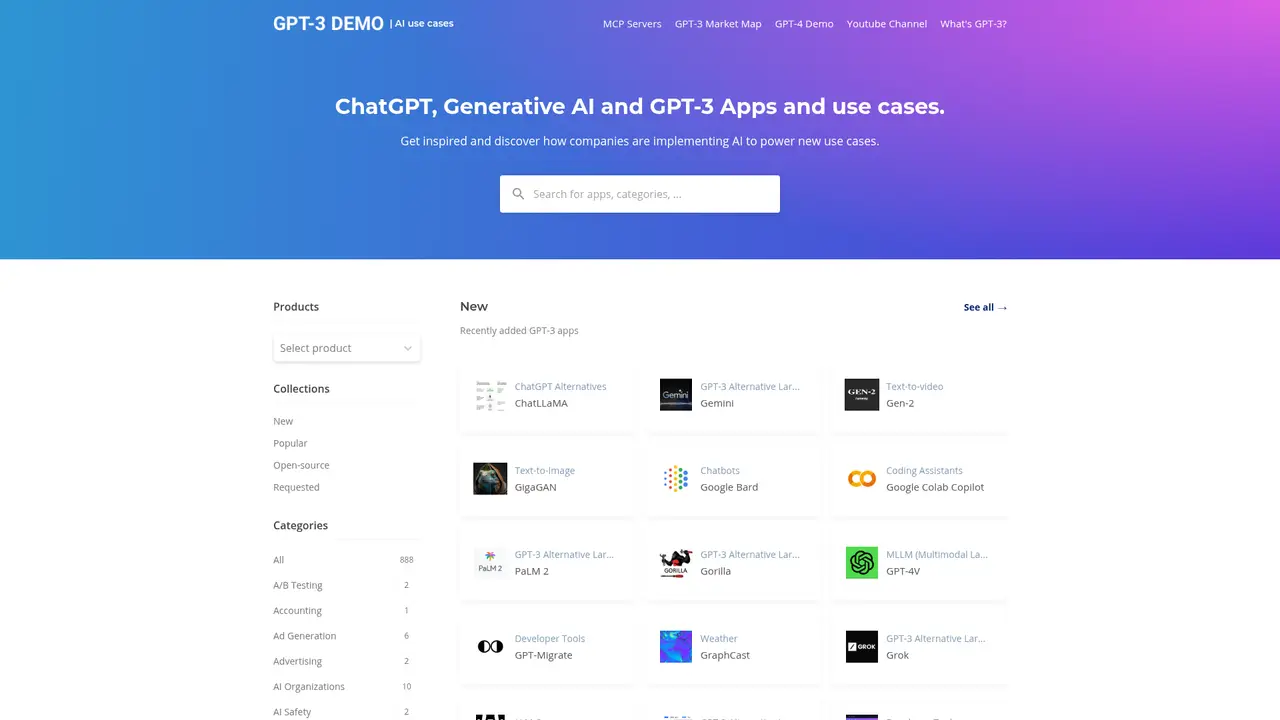 GPT-3 Demo homepage screenshot