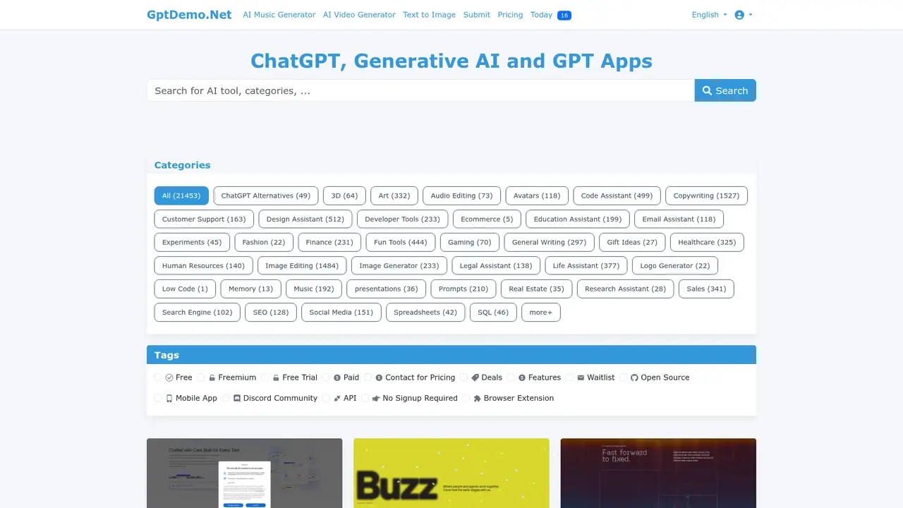 GPT DEMO homepage screenshot