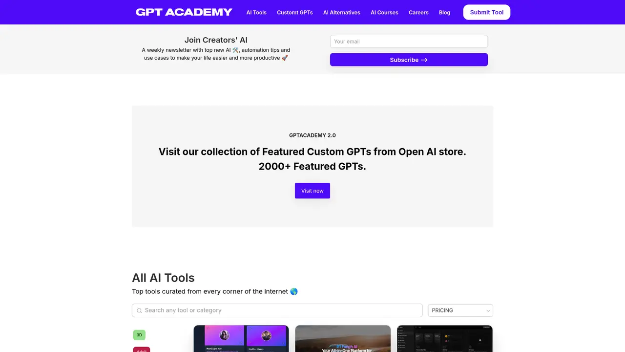 GPTAcademy homepage screenshot