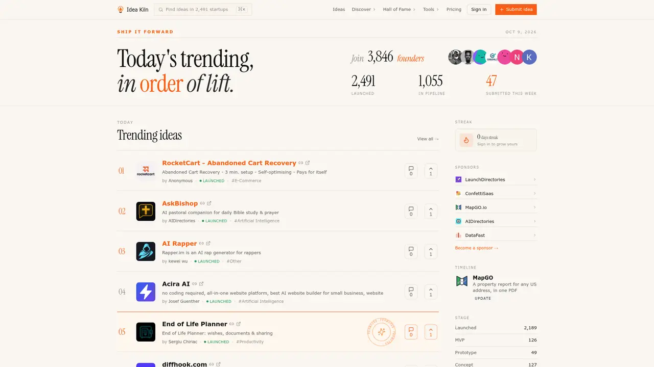 Idea Kiln homepage screenshot