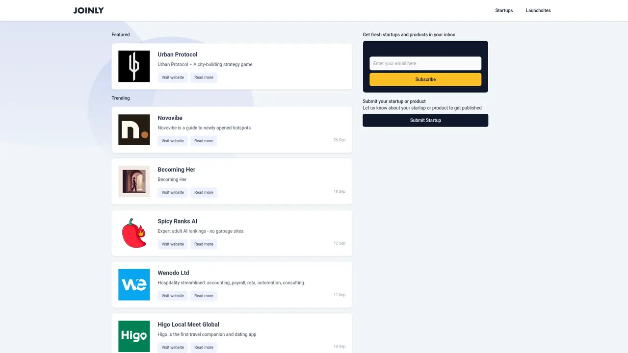 Joinly homepage screenshot