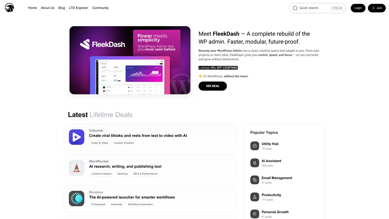 LTDHunt homepage screenshot