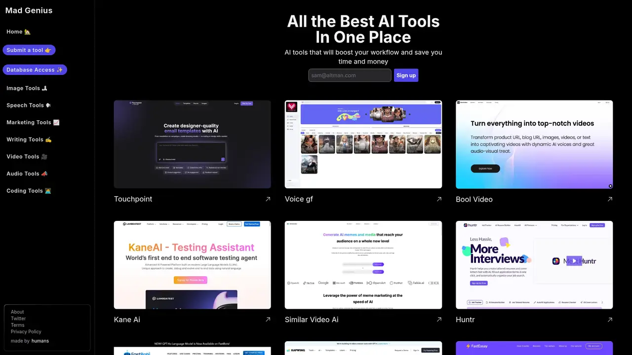 Mad Genius homepage screenshot
