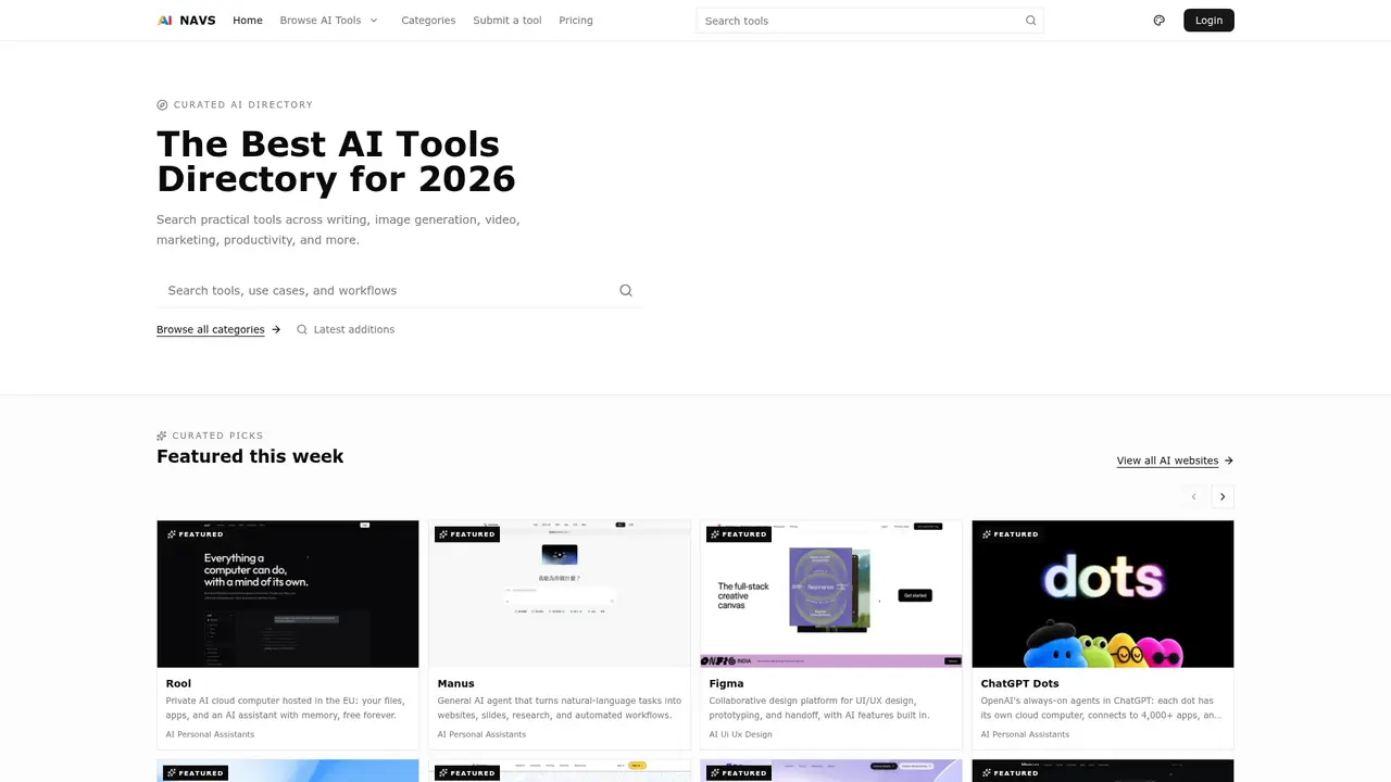 Navs homepage screenshot