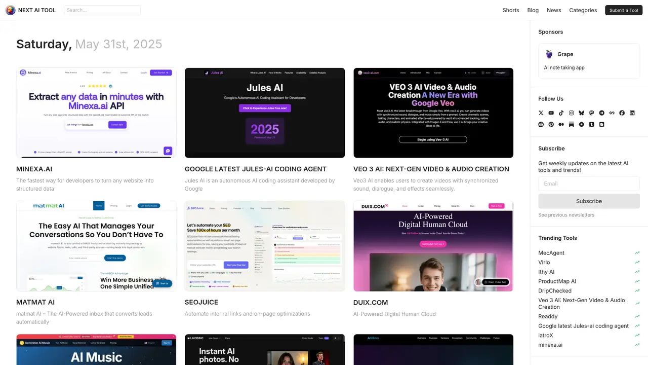 Next AI Tool homepage screenshot