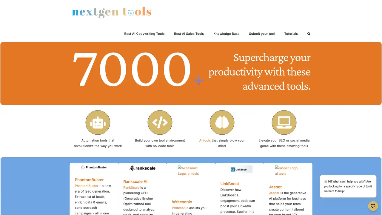 NextGenTools homepage screenshot