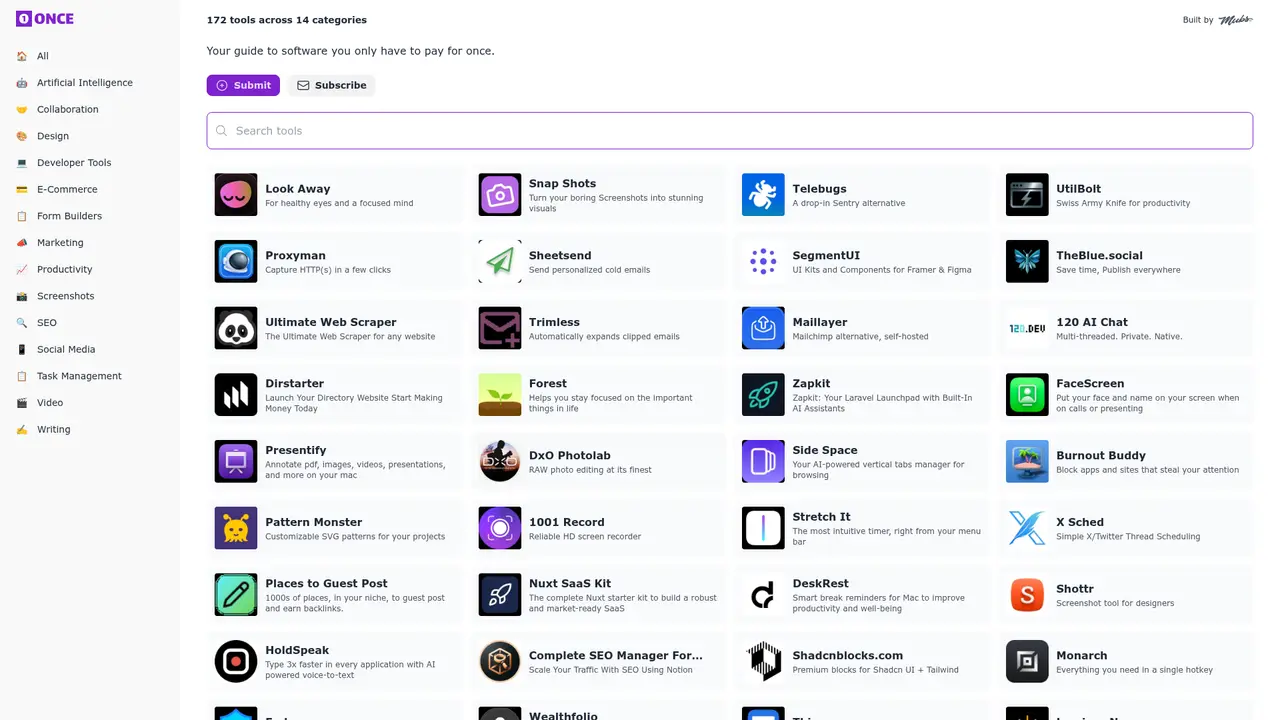 once.tools homepage screenshot