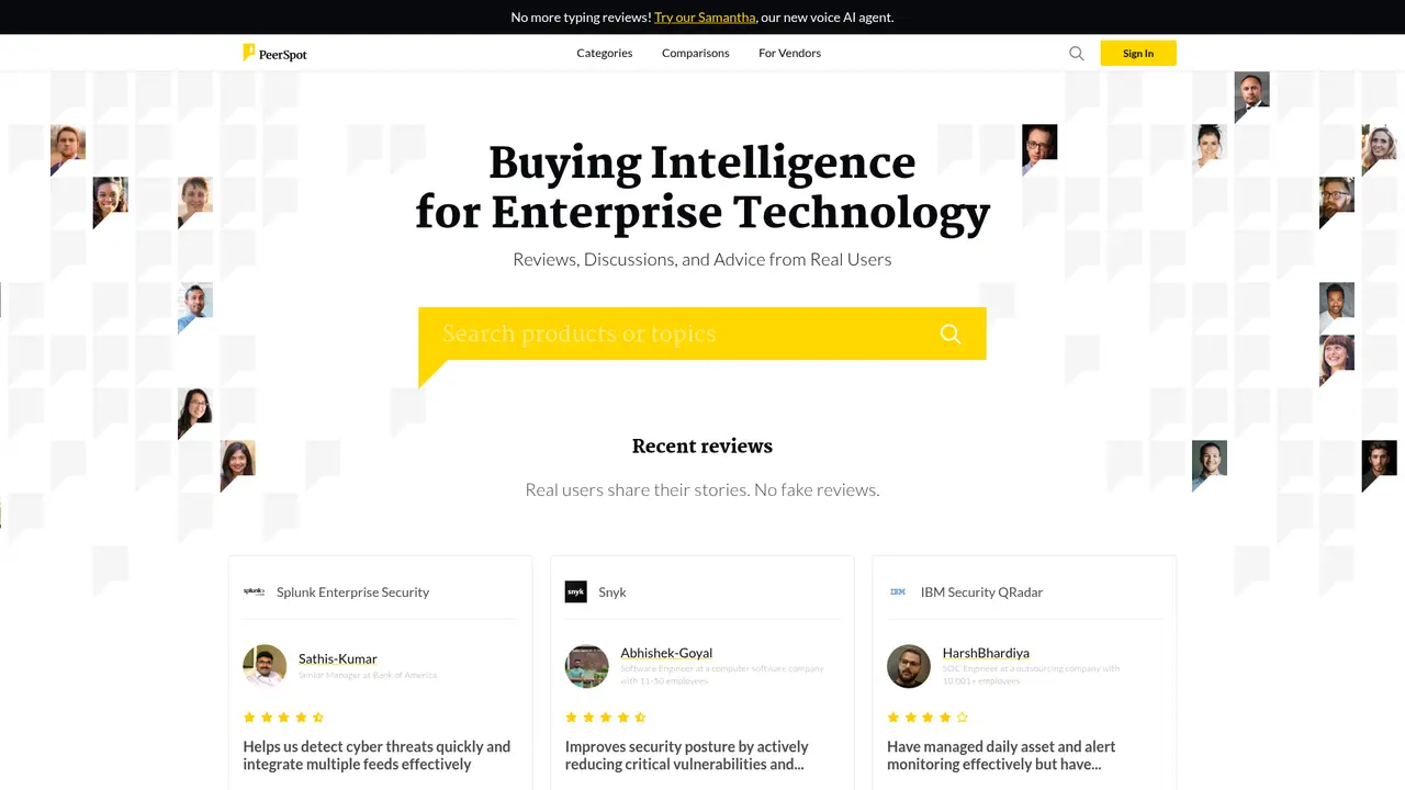 PeerSpot homepage screenshot
