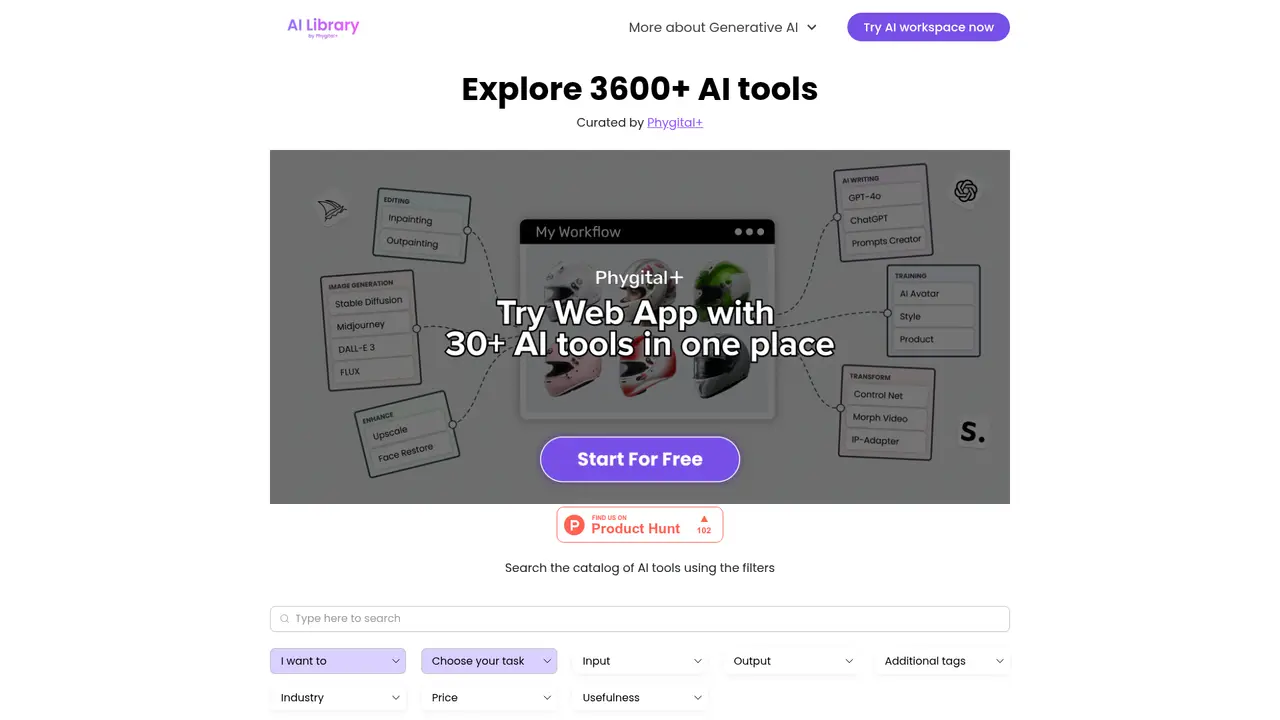 Phygital AI Library homepage screenshot