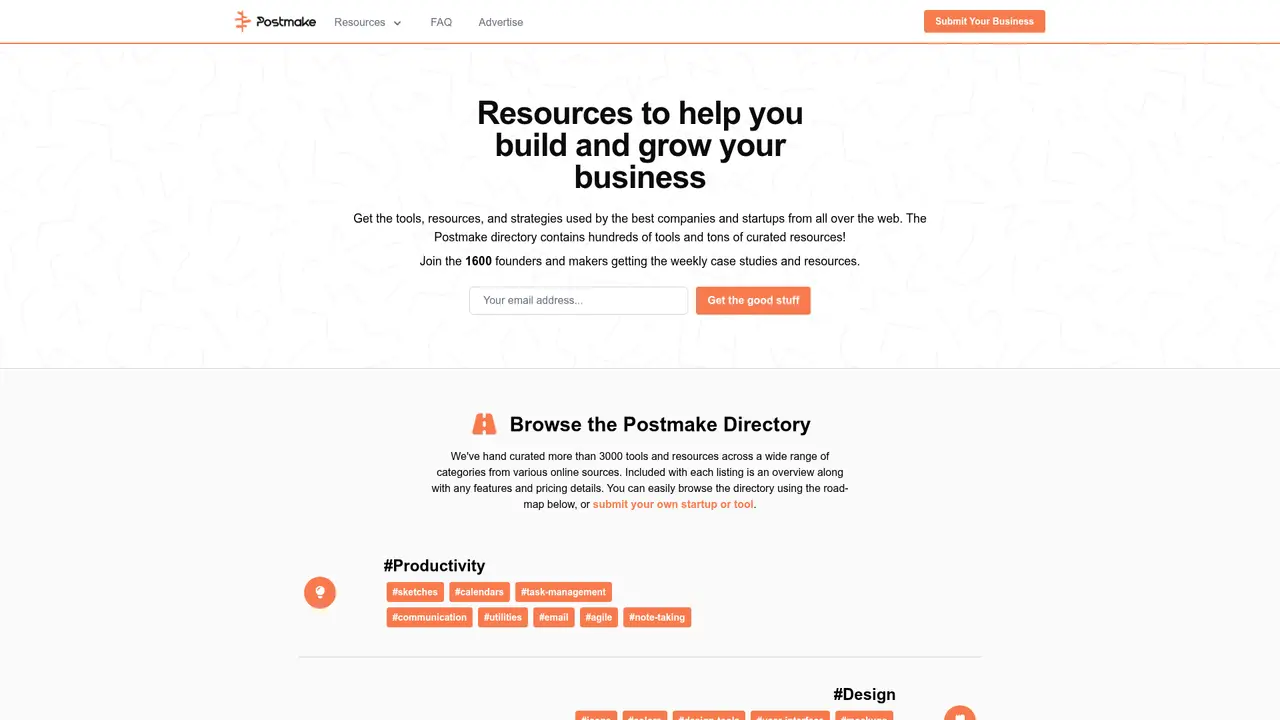 Postmake homepage screenshot