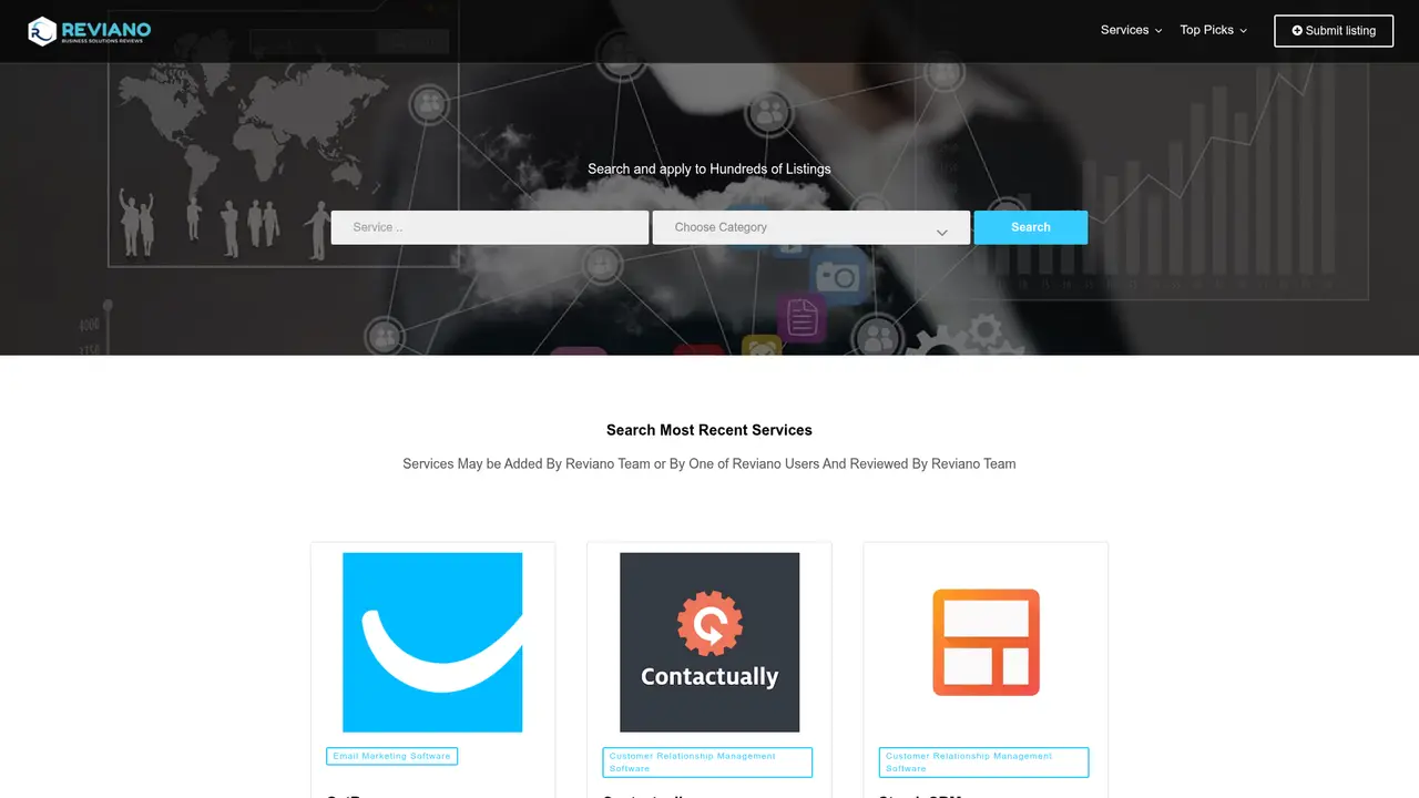 Reviano homepage screenshot