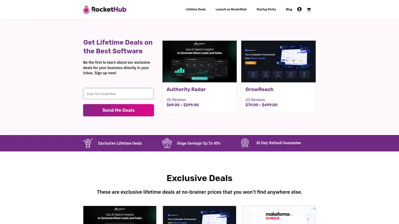 RocketHub homepage screenshot