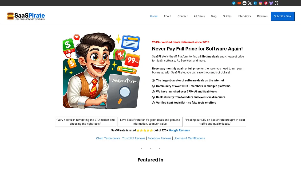 SaaS Pirate homepage screenshot