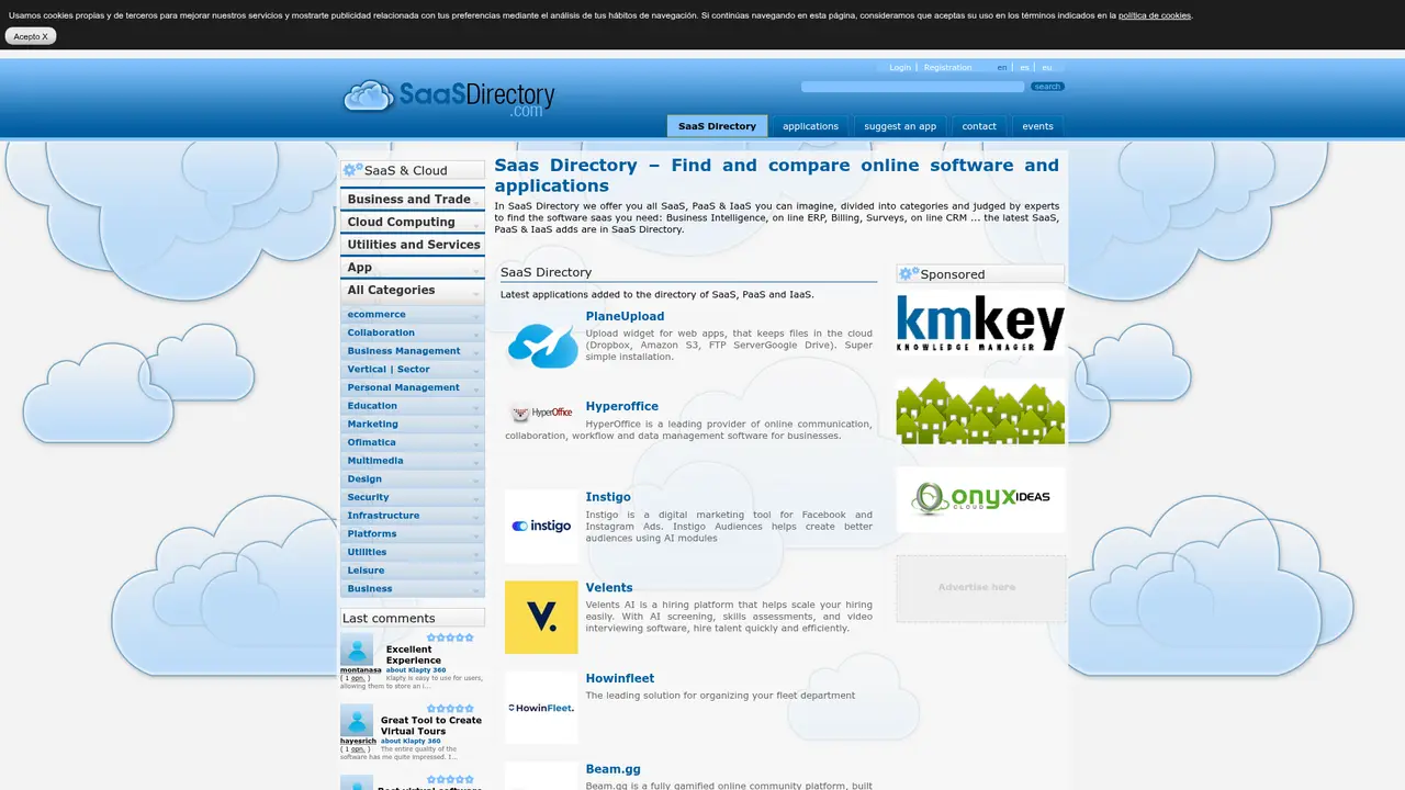 SaaS Directory homepage screenshot