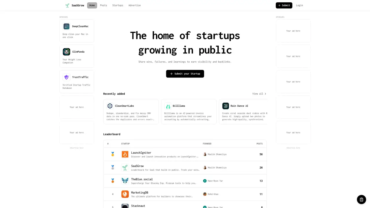 SaaSGrow homepage screenshot