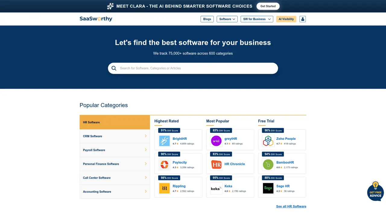 SaaSworthy homepage screenshot