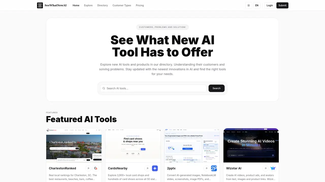 SeeWhatNewAI homepage screenshot